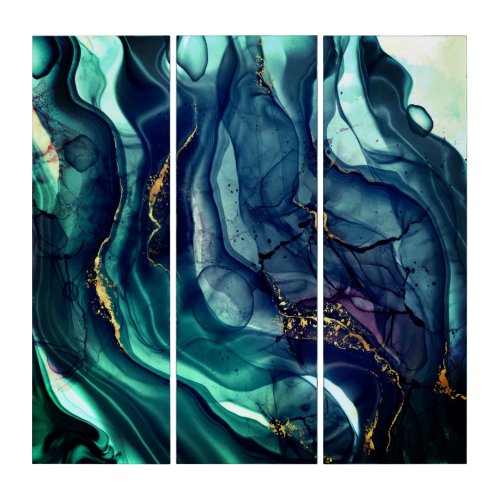 Modern abstract alcohol ink triptych