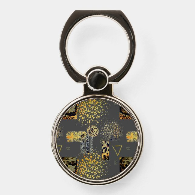Modern Abstract Animal Print Phone Ring Stand (Front)
