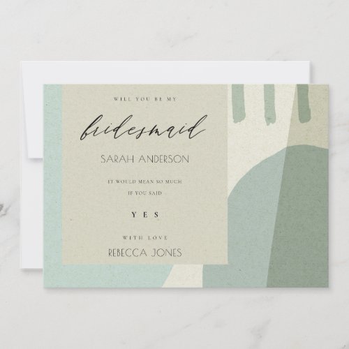 MODERN ABSTRACT AQUA ARTISTIC BE MY BRIDESMAID INVITATION