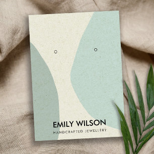 MODERN ABSTRACT AQUA BLUE ART EARRING DISPLAY BUSINESS CARD