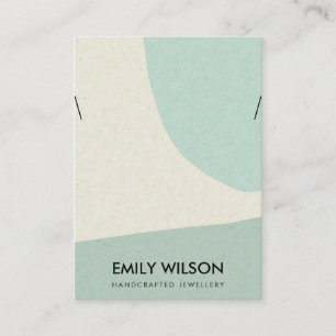 MODERN ABSTRACT AQUA BLUE ART NECKLACE DISPLAY BUSINESS CARD
