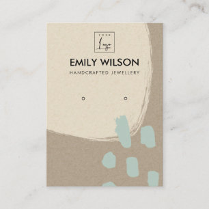 MODERN ABSTRACT AQUA BLUE KRAFT EARRING DISPLAY B BUSINESS CARD