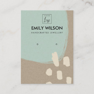 MODERN ABSTRACT AQUA BLUE KRAFT EARRING DISPLAY BUSINESS CARD