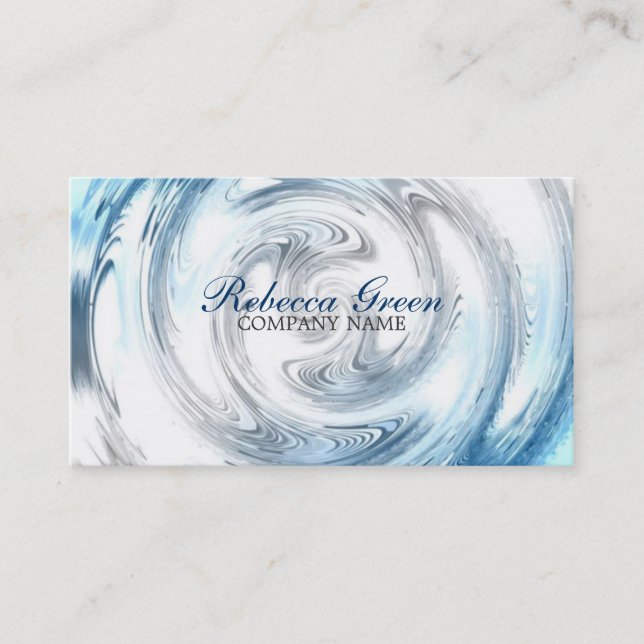 modern abstract aqua blue ripple plumber business card (Front)