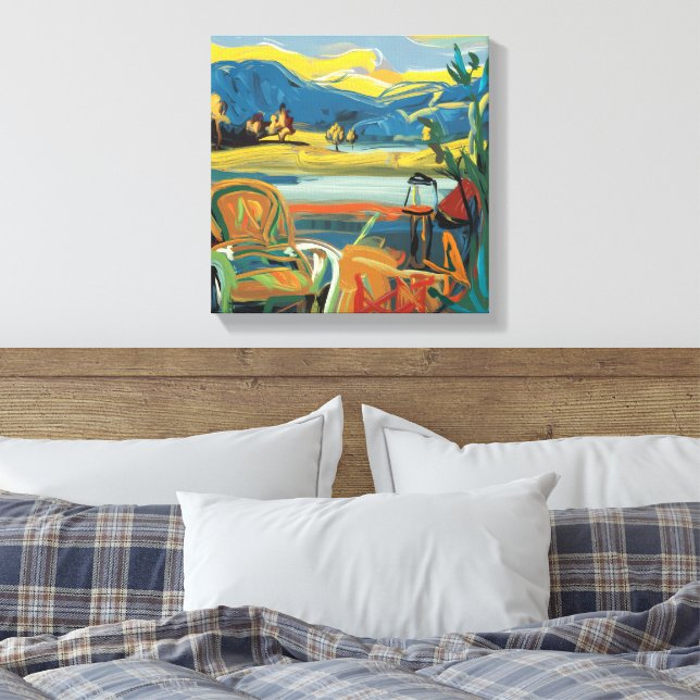 Modern Abstract Art: A Journey Through Colors Canvas Print (Insitu(Bedroom))