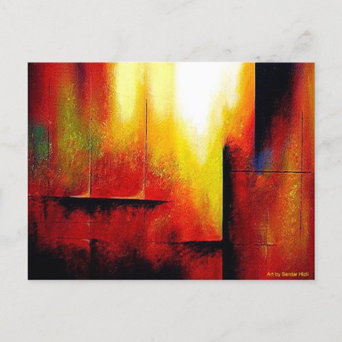 Modern Abstract Art Acrylic Painting Template Postcard