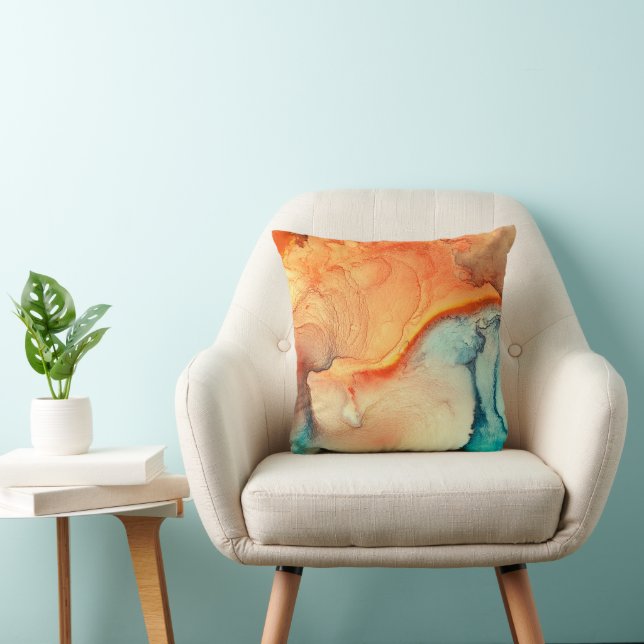 Modern Abstract Art Alcohol Ink  Throw Pillow (Chair)