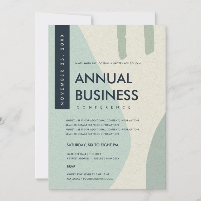 MODERN ABSTRACT ART AQUA BLUE CONFERENCE EVENT INVITATION (Front)