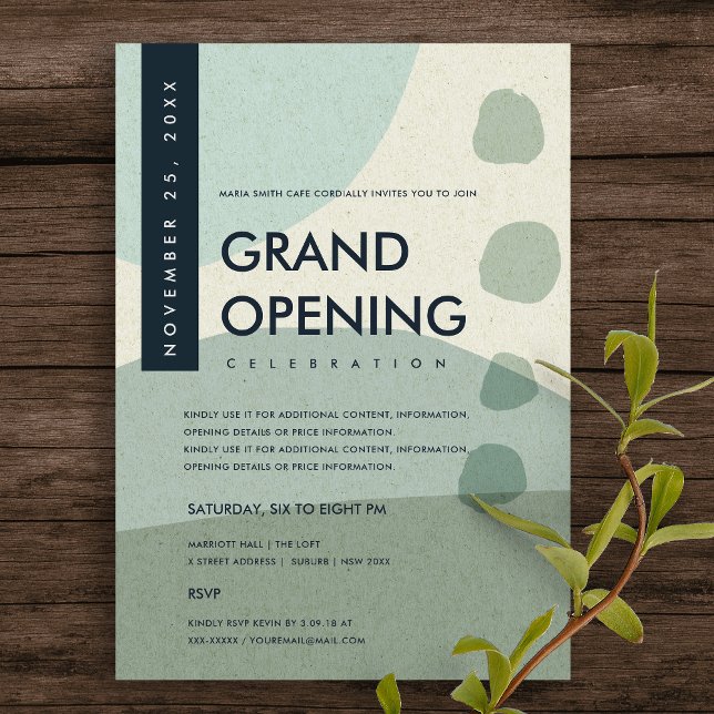 MODERN ABSTRACT ART AQUA BLUE GRAND OPENING  EVENT INVITATION (Creator Uploaded)