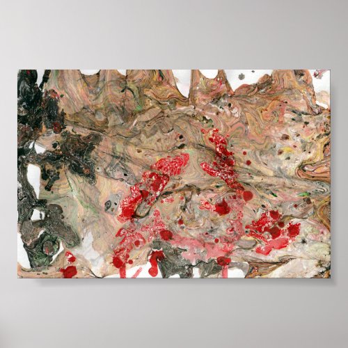 Modern Abstract Art Black Red Brown Green Trendy Poster