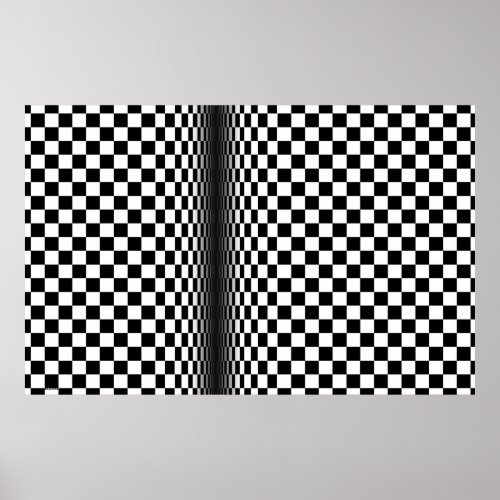 Modern abstract art black white 3d squares on  poster