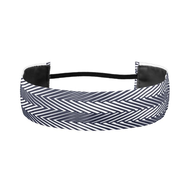 Modern Abstract Art Black White Stripes Rad Trippy Athletic Headband (Front)