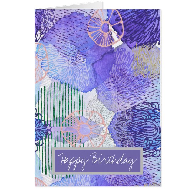 Modern abstract art blue and purple cards (Front)