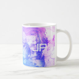 Modern Abstract Art Blue Purple Template Monogram Coffee Mug