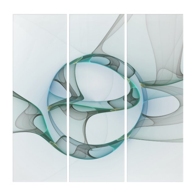 Modern Abstract Art Blue Turquoise Gray Triptych (Front)