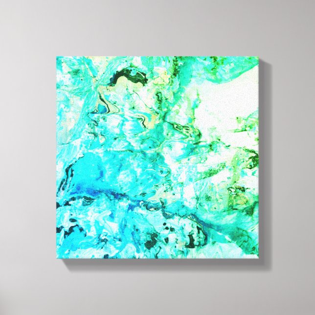 Modern Abstract Art Blue Yellow Green Trendy Canvas Print (Front)