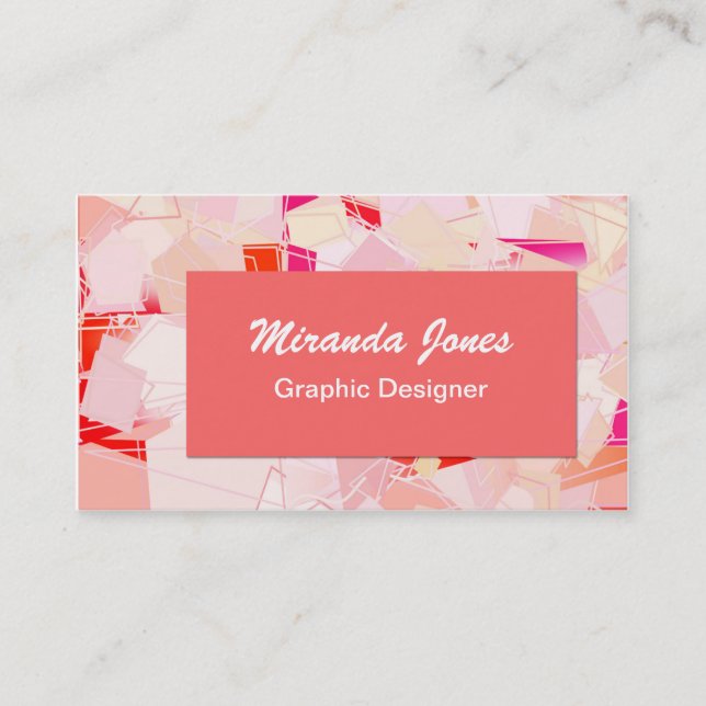 Modern Abstract Art Canvas - Coral, Buff and White Business Card (Front)