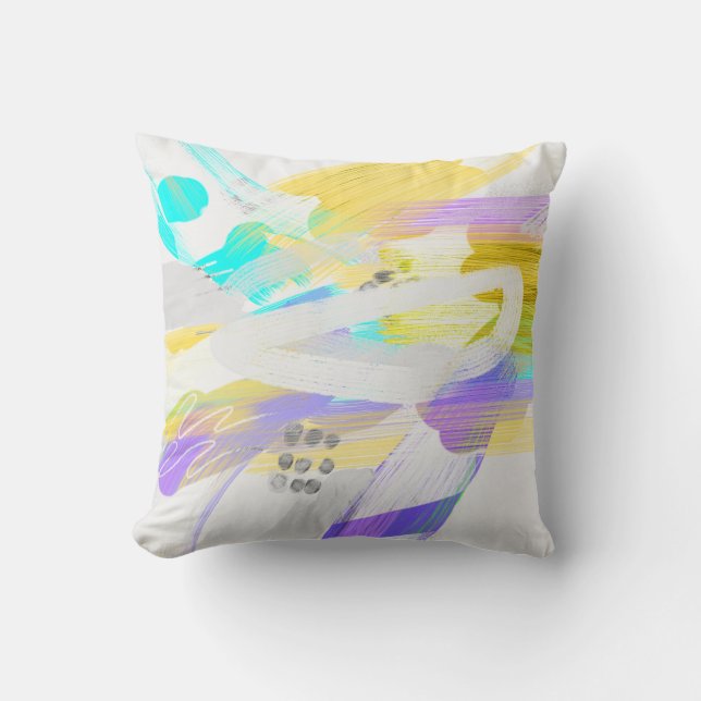 modern abstract art colorful artistic paint stroke throw pillow (Front)