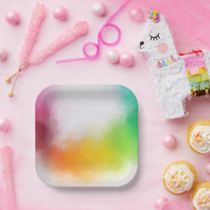 Modern Abstract Art Colorful Blank Template Trendy Paper Plates