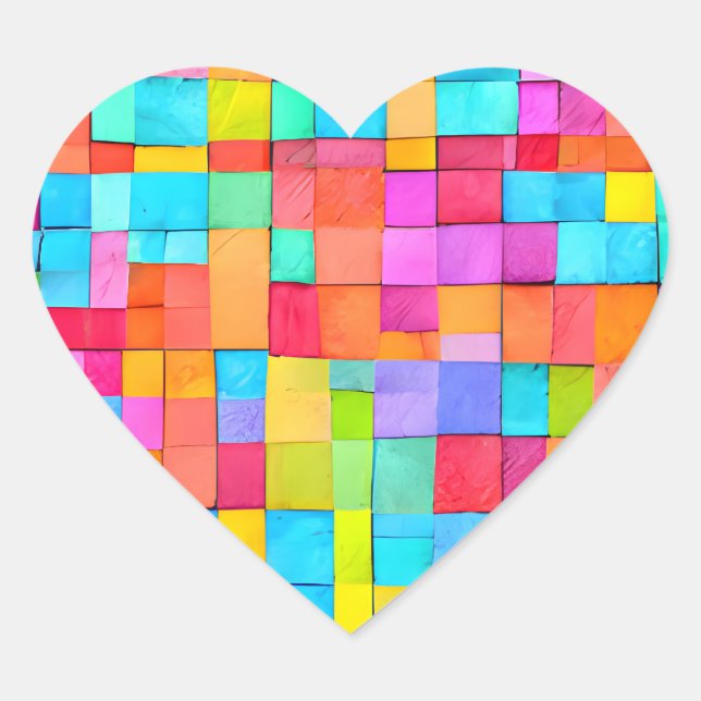 Modern Abstract Art Colorful Designer Heart Sticker (Front)