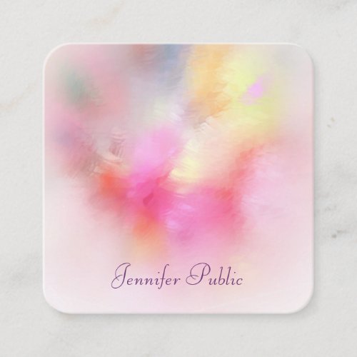 Modern Abstract Art Colorful Elegant Template Square Business Card