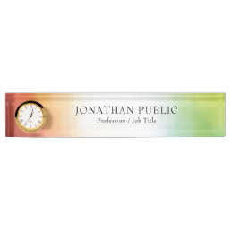 Modern Abstract Art Colorful Red Yellow Green Desk Name Plate