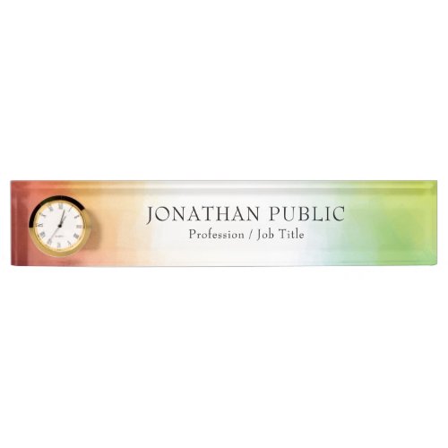 Modern Abstract Art Colorful Red Yellow Green Desk Name Plate