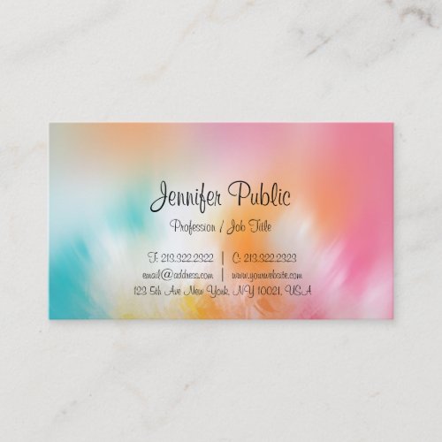 Modern Abstract Art Colorful Trendy Design Elegant Business Card