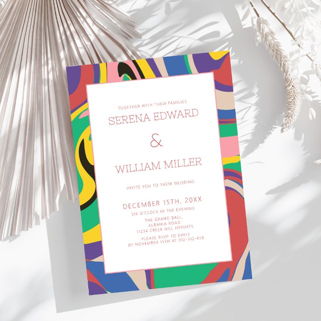 Modern Abstract Art Colorful Wedding  Invitation (Creator Uploaded)
