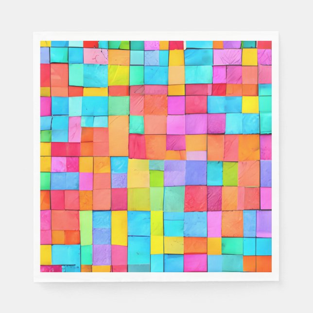 Modern Abstract Art Colorful Woven Watercolor  Napkins (Front)