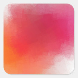 Modern Abstract Art Custom Pink Red Orange Square Sticker