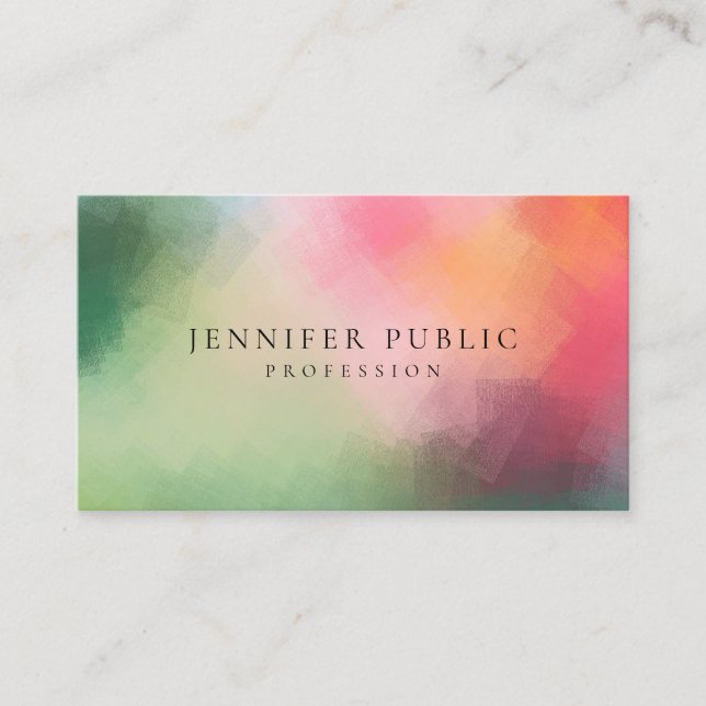 Modern Abstract Art Elegant Colors Template Business Card (Front)