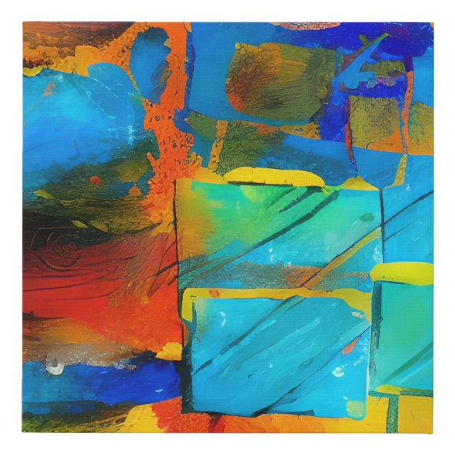 Modern Abstract Art Elegant Geometric  Faux Canvas Print (Front)