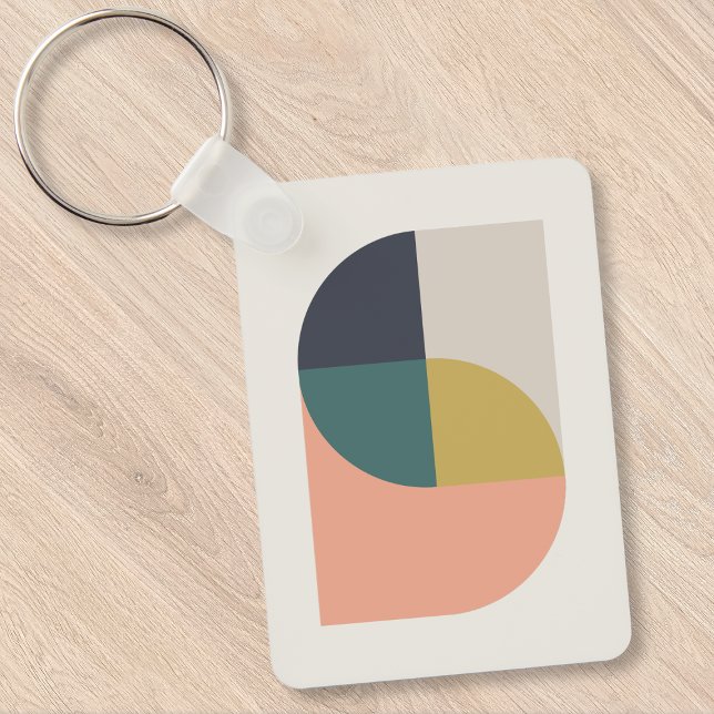 Modern Abstract  Art Elegant Geometric Minimalist Keychain (Creator Uploaded)