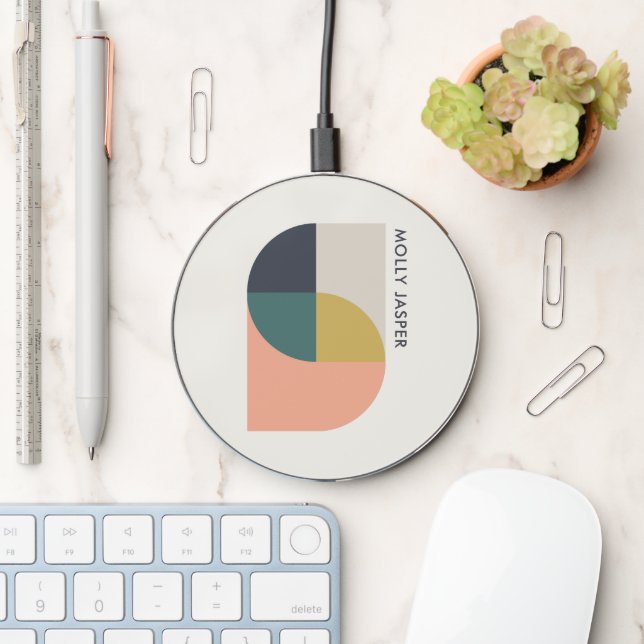 Modern Abstract Art Elegant Geometric Minimalist Wireless Charger (Desk)