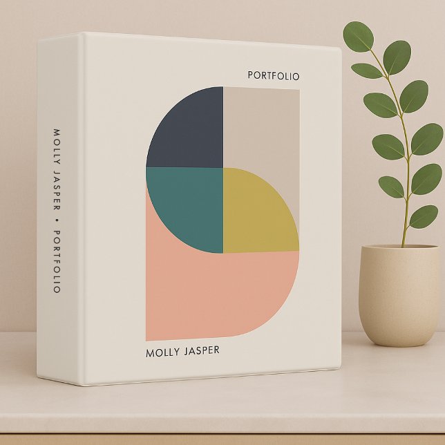 Modern Abstract Art Elegant Geometric Portfolio 3 Ring Binder (Creator Uploaded)