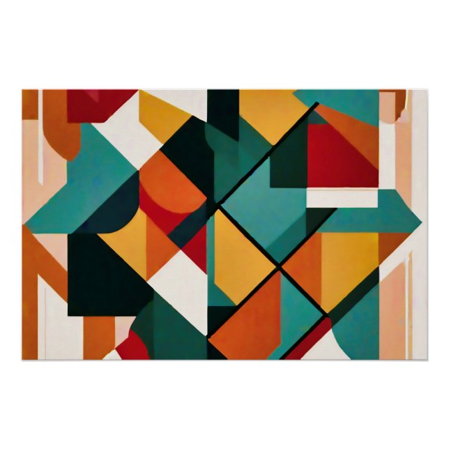 Modern Abstract Art Elegant Geometric  Poster (Front)