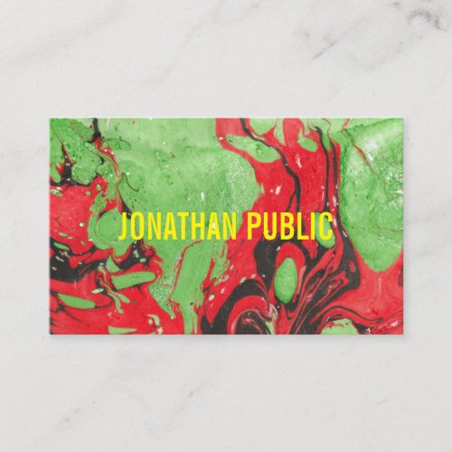 Modern Abstract Art Elegant Red Green Template Business Card