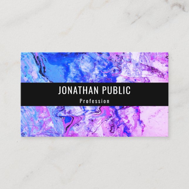 Modern Abstract Art Elegant Template Pink Blue Business Card (Front)