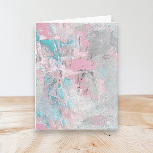 Modern Abstract Art Folded Blank Note Card Pink