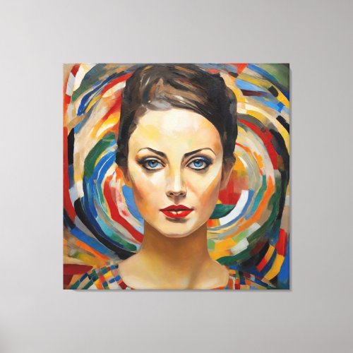 Modern abstract art Girl face Canvas Print