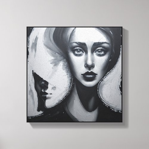 Modern abstract art Girl with second face Canvas Print