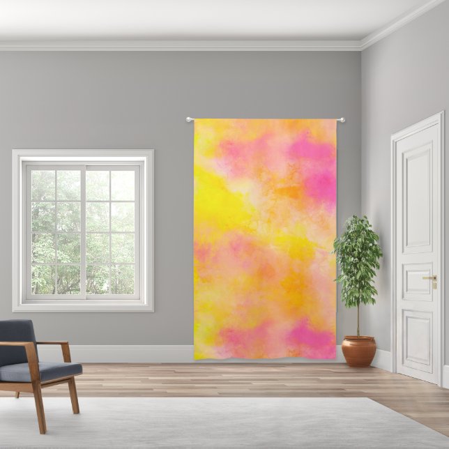 Modern Abstract Art Gradient Yellow Pink Blackout Curtains (Wide)