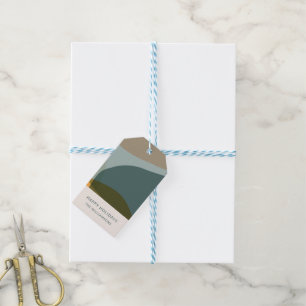 Modern Abstract Art Green Sage Teal Personalized Gift Tags