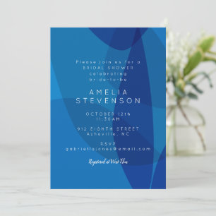 Modern Abstract Art in Blue Unique Bridal Shower Invitation