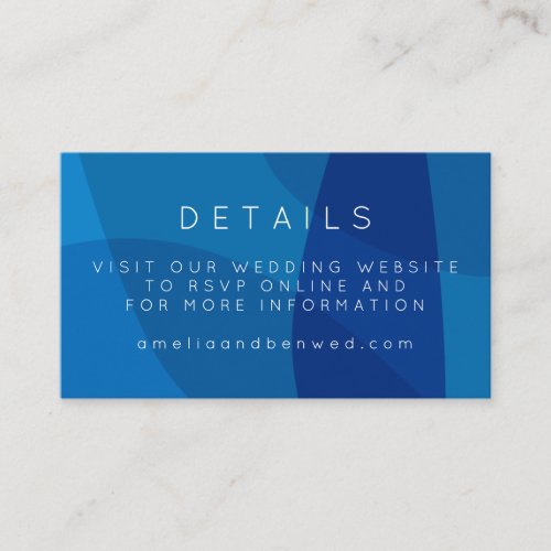 Modern Abstract Art in Blue Unique Wedding Website Enclosure Card