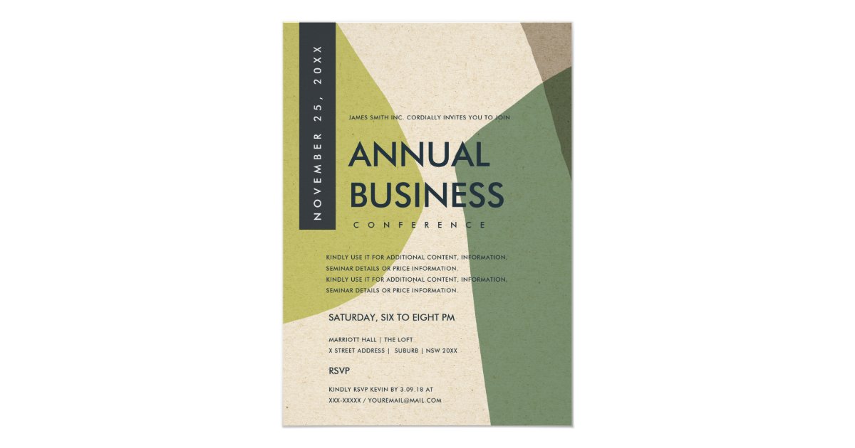 Modern Abstract Art Lime Green Conference Event Invitation