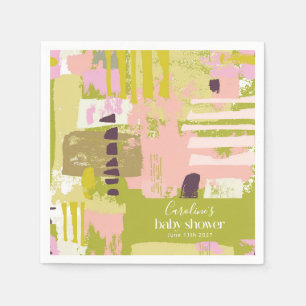 Modern Abstract Art Lime Green Cute Baby Shower Napkins