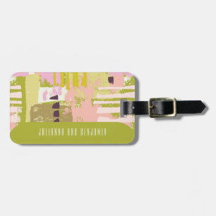 Modern Abstract Art Lime Green Pink Custom Luggage Tag