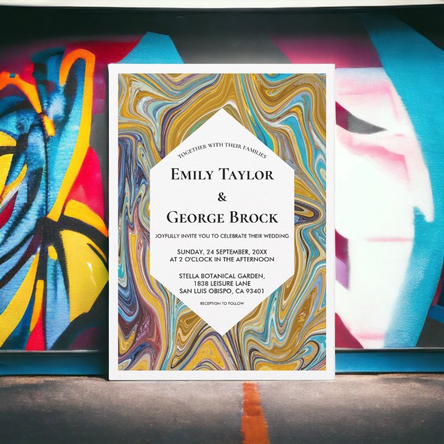 Modern Abstract Art Liquid Painting Artist Wedding Invitation (Creator Uploaded)